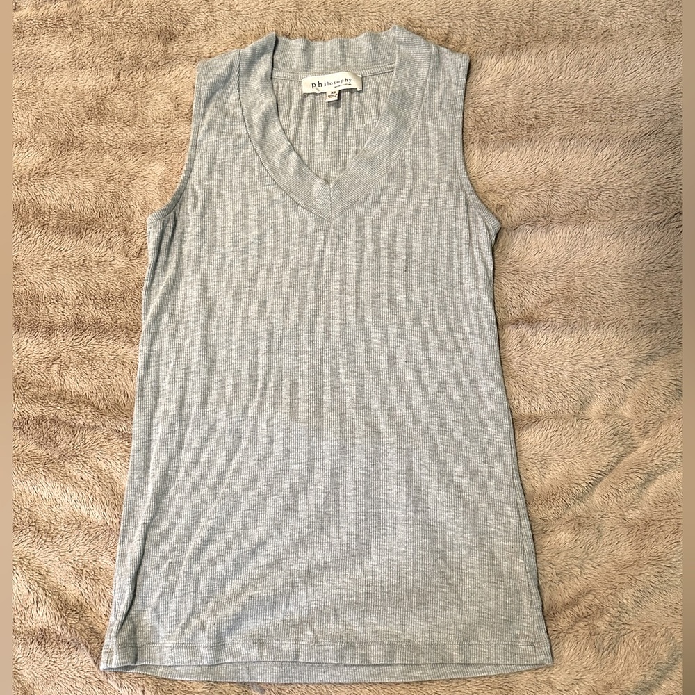 Philosophy grey ribbed tank top